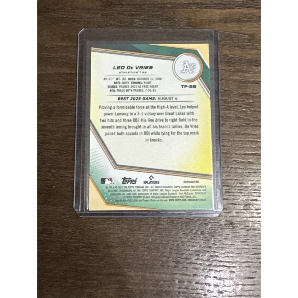 Leo De Vries‎ 2025 Bowman's Best Refractor #TP26 - Athletics